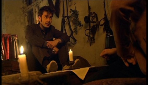David Tennant in a barn