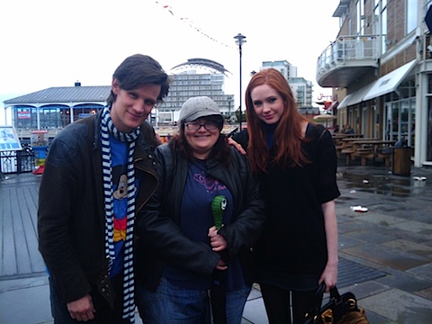 Matt Smith, Karen Gillan and a fan