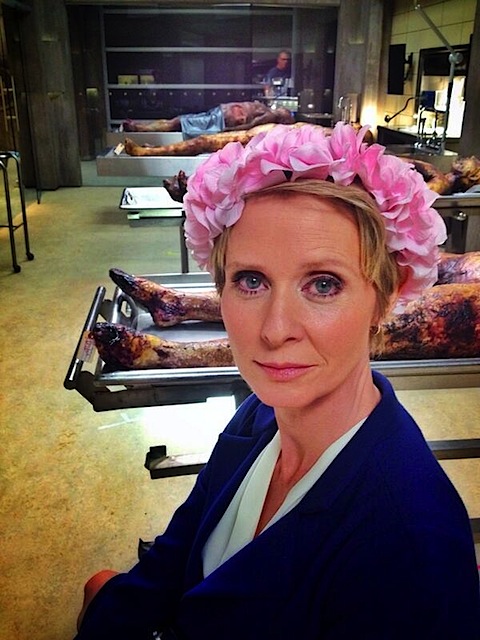 Cynthia Nixon wearing a floral crown for Hannibal